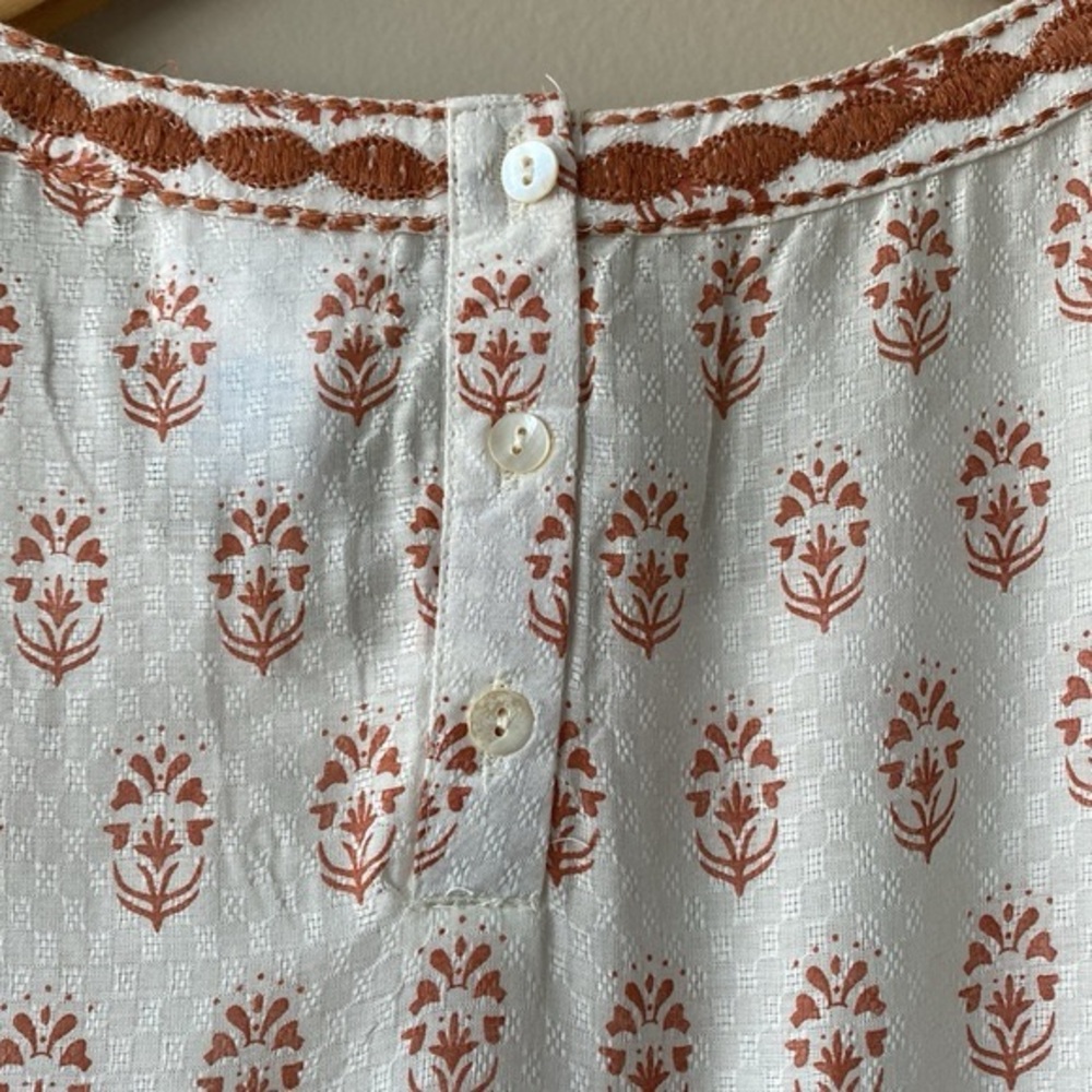 Sigrid Olsen Cream Block Print Swing Peplum Top - Picture 4 of 9